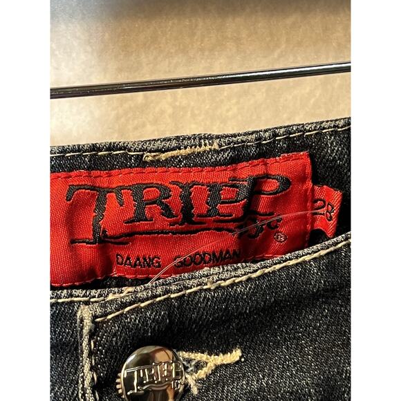 Tripp NYC Dark Blue Straight Leg Jeans with Zippers & Strap Accents - Picture 4 of 12